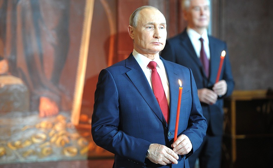 Путин посетит пасхальное богослужение