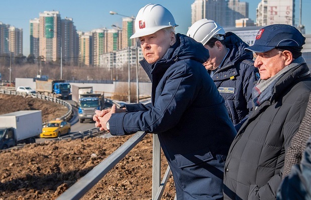 Собянин осмотрел ход строительства южного участка МСД